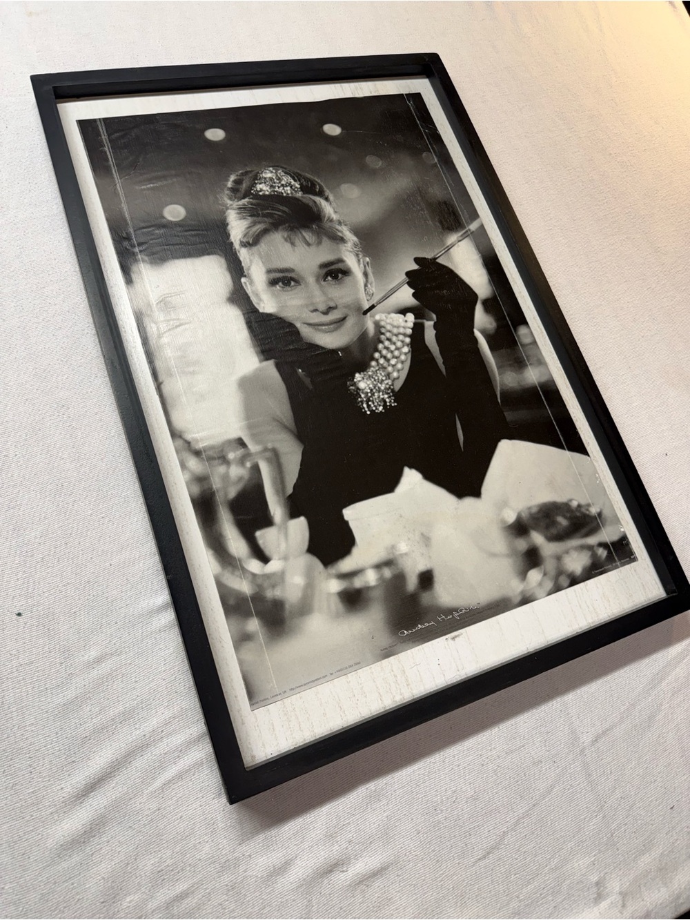 Framed Black Wall Art Print Audrey Hepburn- Classic Monochrome Home Accent
